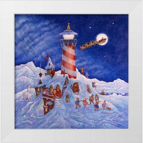 Santas Light White Modern Wood Framed Art Print by Bell, Bill