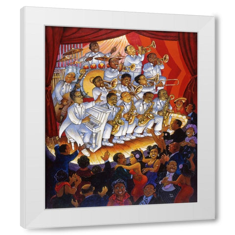 Stompin At The Savoy White Modern Wood Framed Art Print by Bell, Bill