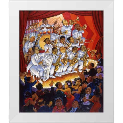 Stompin At The Savoy White Modern Wood Framed Art Print by Bell, Bill