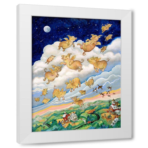If Pigs Could Fly White Modern Wood Framed Art Print by Bell, Bill
