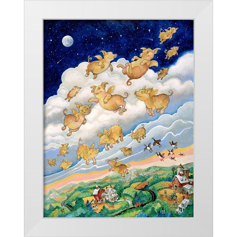 If Pigs Could Fly White Modern Wood Framed Art Print by Bell, Bill