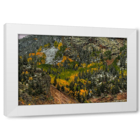 Autumn Wall White Modern Wood Framed Art Print by Sherrell, Bill