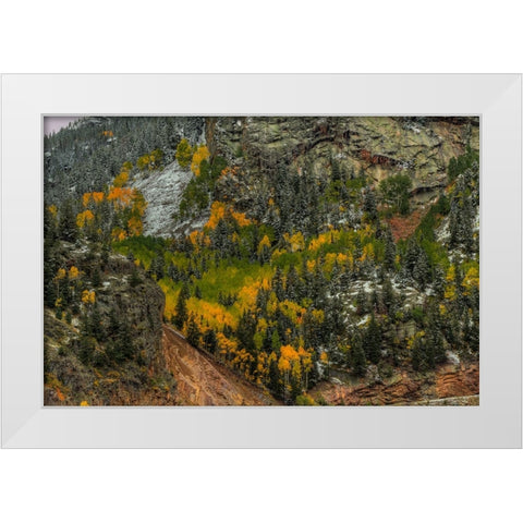 Autumn Wall White Modern Wood Framed Art Print by Sherrell, Bill