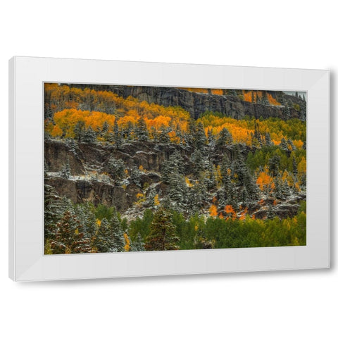 Ledges Of Gold White Modern Wood Framed Art Print by Sherrell, Bill