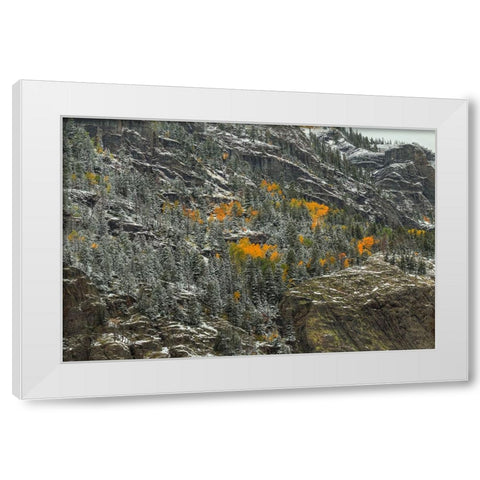 Mountain Lace And Autumn Pockets White Modern Wood Framed Art Print by Sherrell, Bill