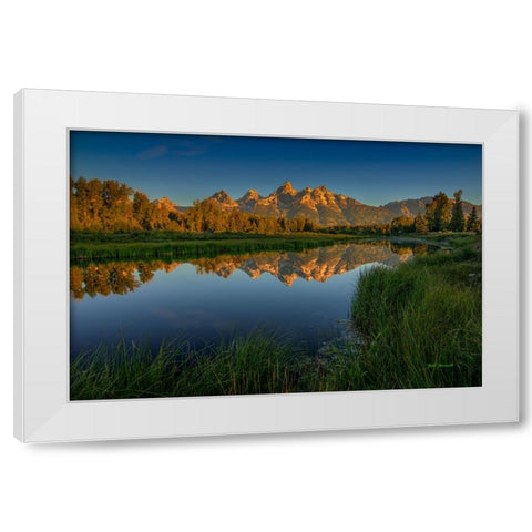 On Golden Pond White Modern Wood Framed Art Print by Sherrell, Bill