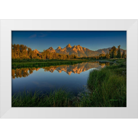 On Golden Pond White Modern Wood Framed Art Print by Sherrell, Bill