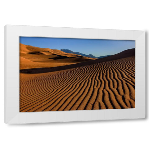 Pebble On A Sand Dune White Modern Wood Framed Art Print by Sherrell, Bill