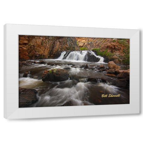 Waterfall Journey White Modern Wood Framed Art Print by Sherrell, Bill