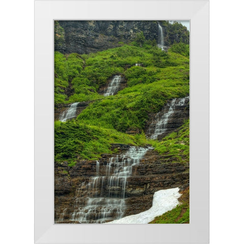 Waterfalls White Modern Wood Framed Art Print by Sherrell, Bill