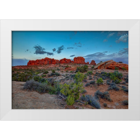 A Utah Rock And Glow Sunset White Modern Wood Framed Art Print by Sherrell, Bill