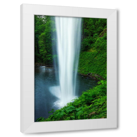 Beauty Behind A Waterfall White Modern Wood Framed Art Print by Sherrell, Bill