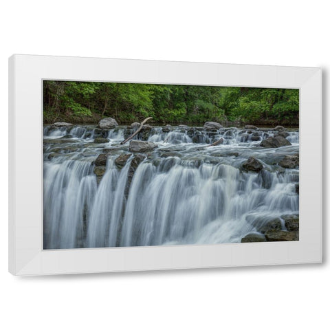 Cascades White Modern Wood Framed Art Print by Sherrell, Bill