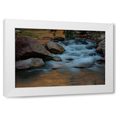 Cascading Water White Modern Wood Framed Art Print by Sherrell, Bill