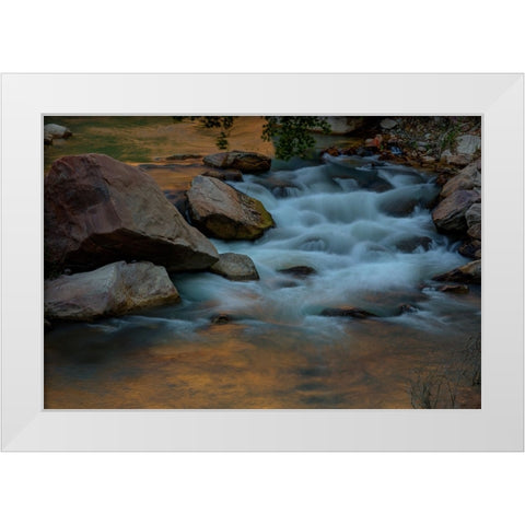Cascading Water White Modern Wood Framed Art Print by Sherrell, Bill