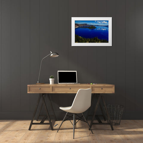 Crater Lake 1 White Modern Wood Framed Art Print by Sherrell, Bill