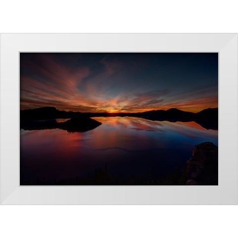 Dawn At Crater Lake 1 White Modern Wood Framed Art Print by Sherrell, Bill