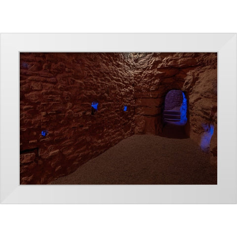 Inside a Puebloan Cliff Dwelling White Modern Wood Framed Art Print by Sherrell, Bill