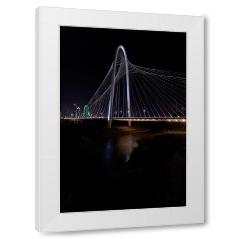 Margaret Hunt Hill Bridge and Dallas Skyline White Modern Wood Framed Art Print by Sherrell, Bill