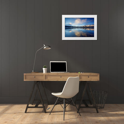 Mountain Refelection Revealed White Modern Wood Framed Art Print by Sherrell, Bill
