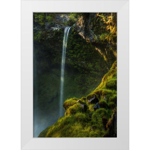 Ribbon Falls White Modern Wood Framed Art Print by Sherrell, Bill