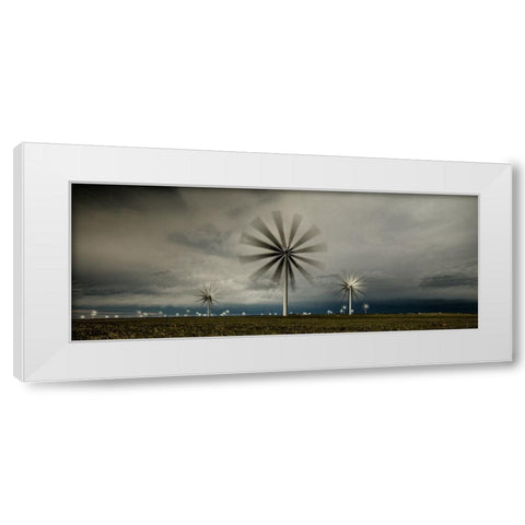 Storm Over Windmills White Modern Wood Framed Art Print by Sherrell, Bill