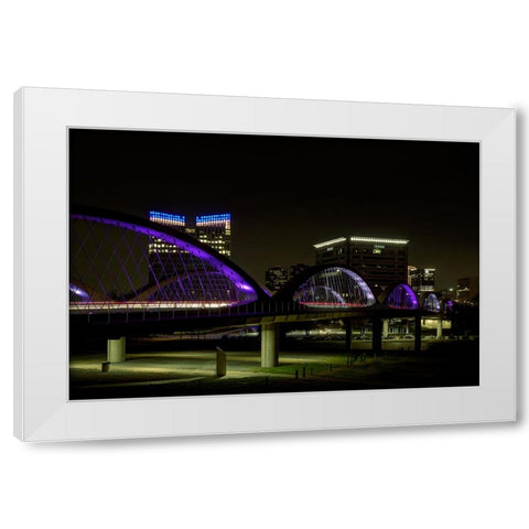 The West 7th Street Bridge-Fort Worth,Texas White Modern Wood Framed Art Print by Sherrell, Bill