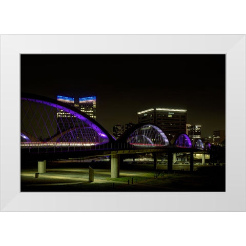 The West 7th Street Bridge-Fort Worth,Texas White Modern Wood Framed Art Print by Sherrell, Bill
