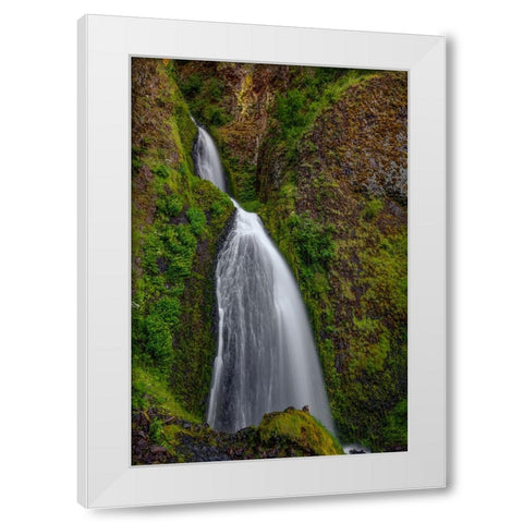 Wahkeena Falls White Modern Wood Framed Art Print by Sherrell, Bill