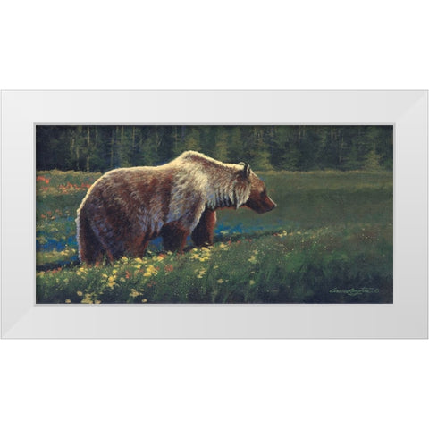 Grizzly White Modern Wood Framed Art Print by Langton, Bruce