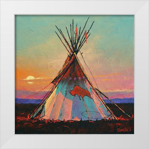 One Buffalo White Modern Wood Framed Art Print by Langton, Bruce