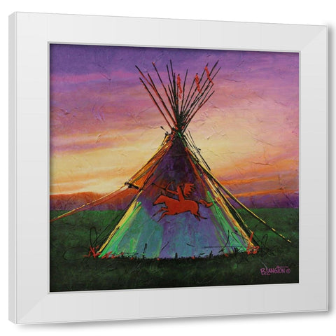 Red Horse White Modern Wood Framed Art Print by Langton, Bruce