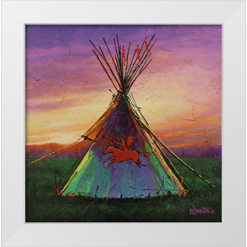 Red Horse White Modern Wood Framed Art Print by Langton, Bruce
