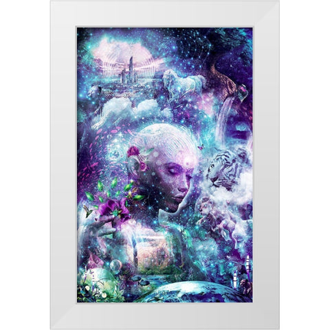 Discovering The Cosmic Consciousness White Modern Wood Framed Art Print by Gray, Cameron