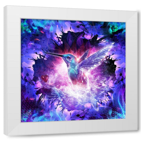 Hummingbird Love White Modern Wood Framed Art Print by Gray, Cameron