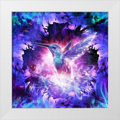 Hummingbird Love White Modern Wood Framed Art Print by Gray, Cameron