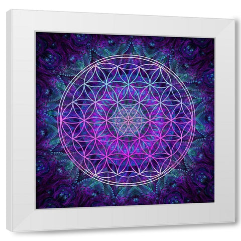 Flower Of Life White Modern Wood Framed Art Print by Gray, Cameron