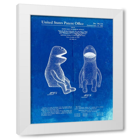 PP2-Faded Blueprint Wilkins Coffee Muppet Patent Poster White Modern Wood Framed Art Print by Borders, Cole