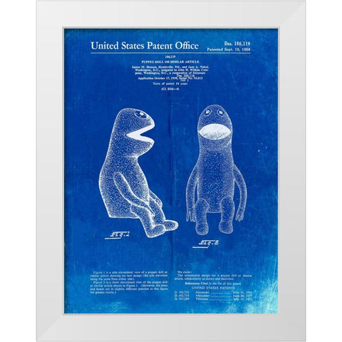 PP2-Faded Blueprint Wilkins Coffee Muppet Patent Poster White Modern Wood Framed Art Print by Borders, Cole