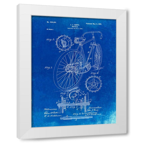 PP25-Faded Blueprint Eagle Quad Racing Bicycle Poster White Modern Wood Framed Art Print by Borders, Cole