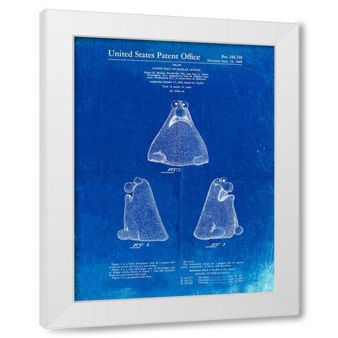 PP75-Faded Blueprint Wilkins Coffee (Wontkins) Muppet Patent Poster White Modern Wood Framed Art Print by Borders, Cole