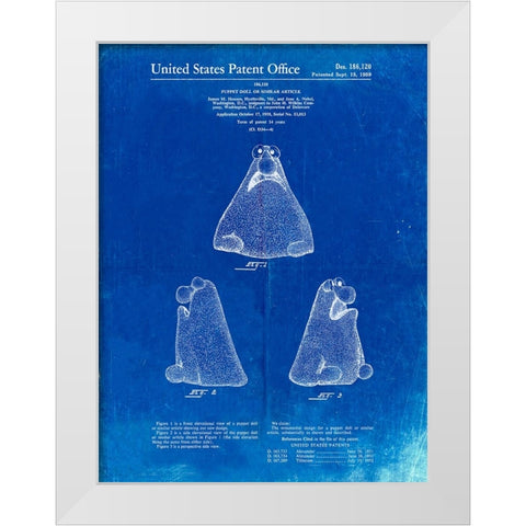 PP75-Faded Blueprint Wilkins Coffee (Wontkins) Muppet Patent Poster White Modern Wood Framed Art Print by Borders, Cole