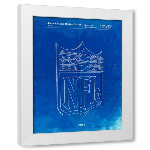 PP217-Faded Blueprint NFL Display Patent Poster White Modern Wood Framed Art Print by Borders, Cole