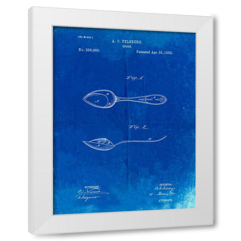PP236-Faded Blueprint Training Spoon Patent Poster White Modern Wood Framed Art Print by Borders, Cole