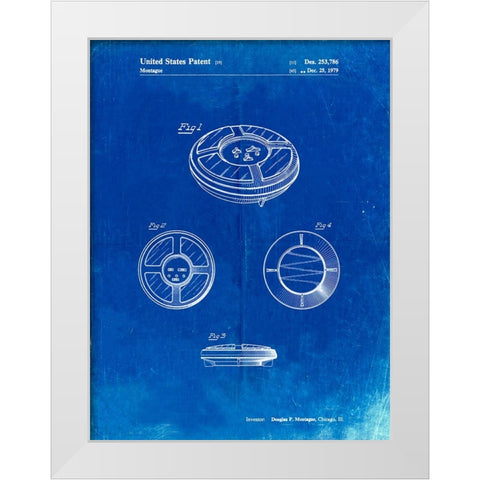 PP253-Faded Blueprint Simon Patent Poster White Modern Wood Framed Art Print by Borders, Cole