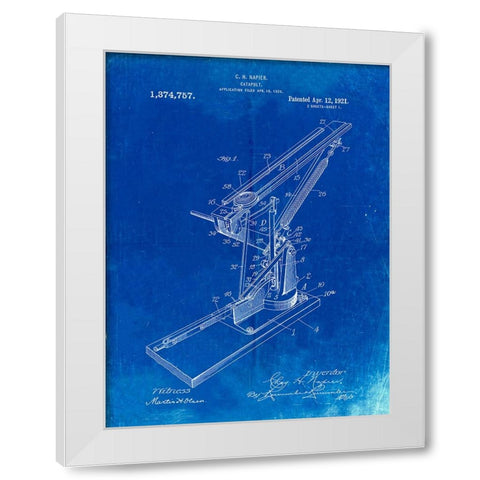 PP284-Faded Blueprint Clay Skeet Thrower White Modern Wood Framed Art Print by Borders, Cole