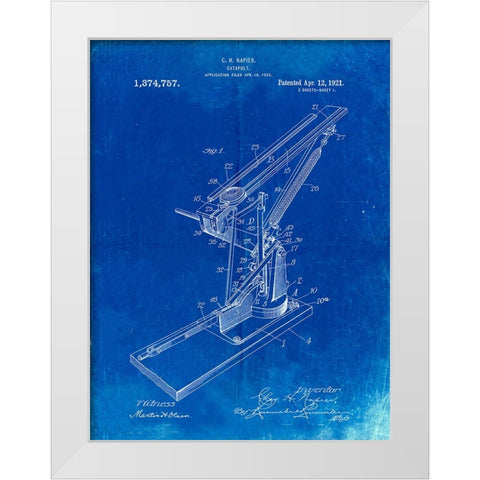 PP284-Faded Blueprint Clay Skeet Thrower White Modern Wood Framed Art Print by Borders, Cole