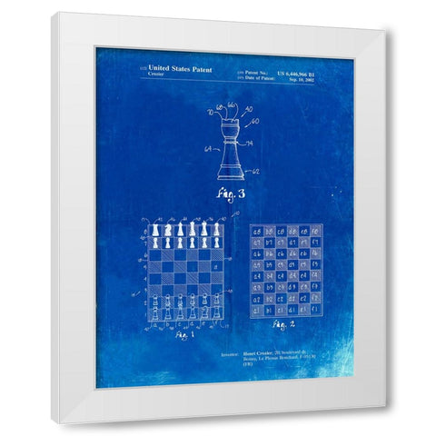 PP286-Faded Blueprint Speed Chess Game Patent Poster White Modern Wood Framed Art Print by Borders, Cole