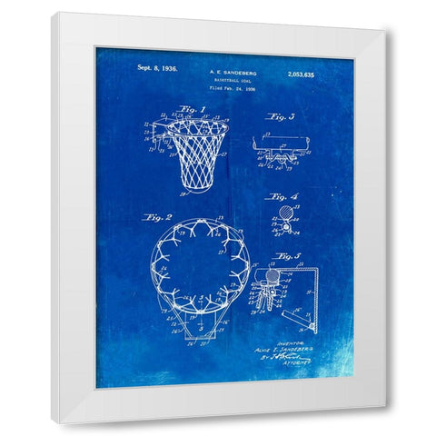 PP323-Faded Blueprint Golden Gate Bridge Main Tower Patent Poster White Modern Wood Framed Art Print by Borders, Cole