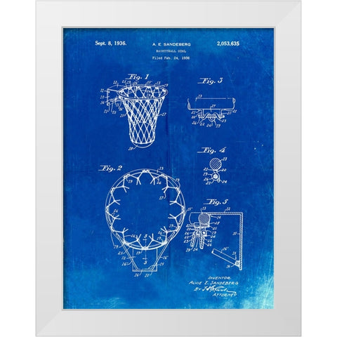 PP323-Faded Blueprint Golden Gate Bridge Main Tower Patent Poster White Modern Wood Framed Art Print by Borders, Cole